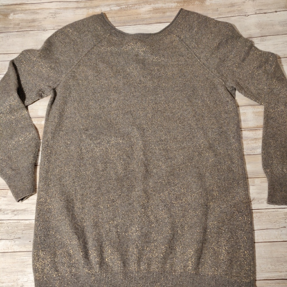 Vince Gold and Gray Crew Neck Sweater
